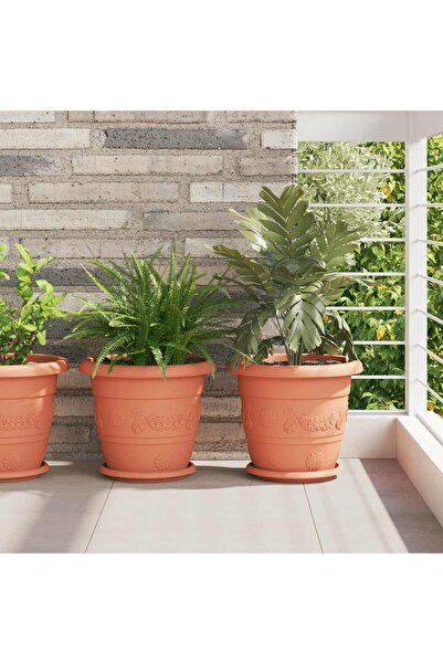 vidaxl Ghivece pentru plante 24 pcs Rosu caramida Ã˜ 30 x 25 cm Plastic