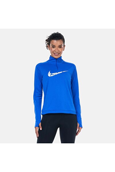 Nike Swoosh Women's Dri-Fit 1/4-Zip Mid Layer Çeyrek Fermuarlı Uzun Kollu Mav...