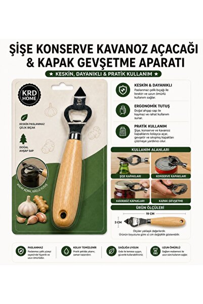Myplas Şişe Konserve Kavanoz Açacağı Ahşap Saplı Paslanmaz Çelik Kapak Açıcı ...