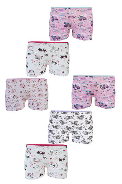 Hepsine Rakip Pachet de 6 boxeri din bumbac Lycra cu model pentru fete 0181