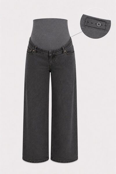 nd jeans Plus Size Maternity Straight Leg Jeans - Flexible Soft Textured Jeans with Abdominal Support and Adjustable Waist