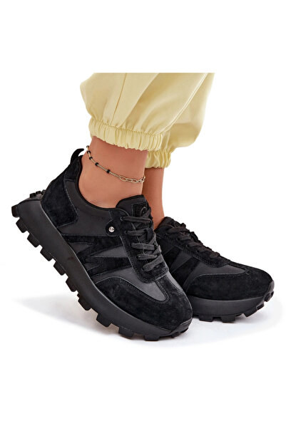 Vinceza Adidași de damă din piele întoarsă cu platformă 41520 Negru 40