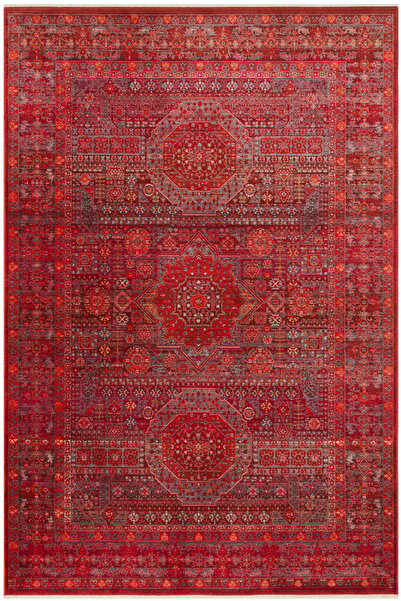 Cool Halı Panama Kırmızı Vintage Halı Afgan Etnik Desenli Eskitme Premium Şık...