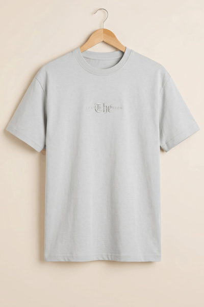 Edwox Tricou bărbătesc din bumbac cu imprimeu în relief, gri Cd182