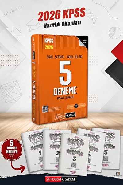 Pegem Akademi Yayıncılık 2026 KPSS Lisans 5 Deneme Tamamı Video Çözümlü | 5'l...