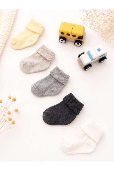 KARAMİLA Set of 5 Cotton Baby Socks Unisex - in Special Box