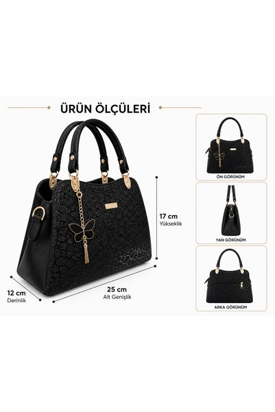 pololiza Mother / 5 Separate Compartments with Accessories / Women's / Hand and Shoulder Bag / Laser Cut Textured / Long Strap