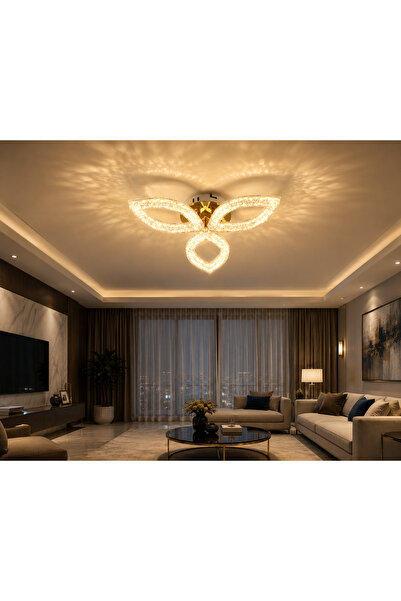 M Mediyamu Aydınlatma Modern LED Plafonyer Avize 3'lü Gold Kasa – Kumandalı 4...