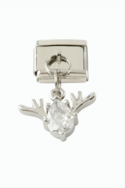ZERO LAND Ilkeshop Deer Zircon Stone Sallatili Steel Charm - (215851) Silver ...