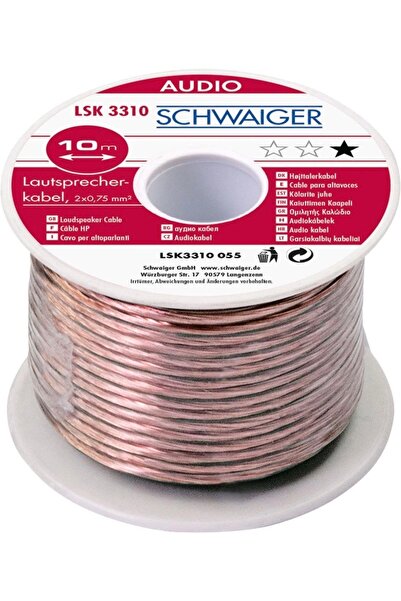Schwaiger Hoparlör kablosu 2x 0,75mm şeffaf kablo 10 metre LSK3310