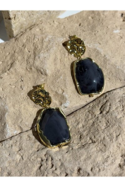 Vola Collection أقراط نسائية أنيقة من الفولاذ باللون الأنتراشيت الذهبي