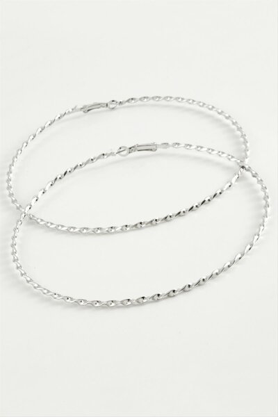 ZERO LAND Ilkeshop Twisted Metal Hoop Earrings 8-9-10 (02141) Cm-9 cm
