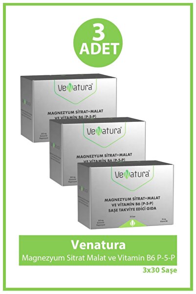 VeNatura Magnezyum Sitrat + Malat ve Vitamin B6 (P-5-P) 30 Saşe 3 Adet