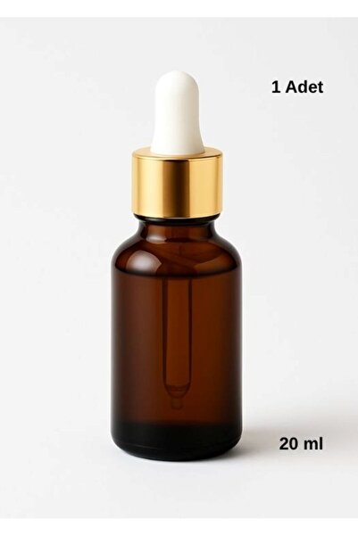 Kozpak Tekli Amber Cam Şişe Beyaz Gold Damlalıklı 20 ml (cc)