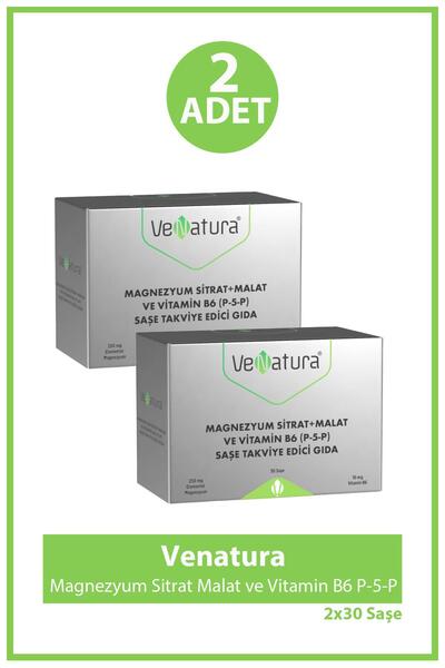 VeNatura Magnezyum Sitrat Malat ve Vitamin B6 P-5-P 30 Saşe 2 Adet