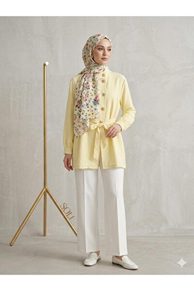 ÇALIŞKAN MODA GENİŞ KOL GOLD DÜĞMELİ KUŞAKLI TENSEL TUNİK [ geniş kalıp , 75 ...