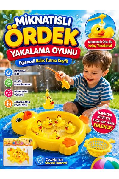 SAZE Mıknatıslı Ördek Yakalama Oyunu Çocuk Eğitici Balık Tutma Oyuncağı Eğlen...