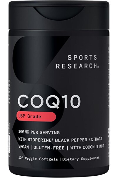 Sports Research كو-إي-كو-10 (100 ملغ) معزز بزيت جوز الهند والبيوبيرين لامتصاص...