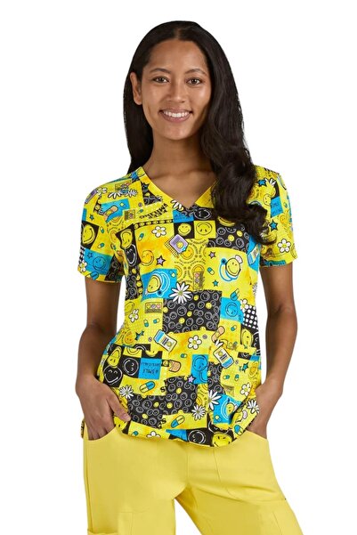 KOI Bluză medicală de damă Happiness Adoring Keep Smiling, Multicoloră (S102PR)