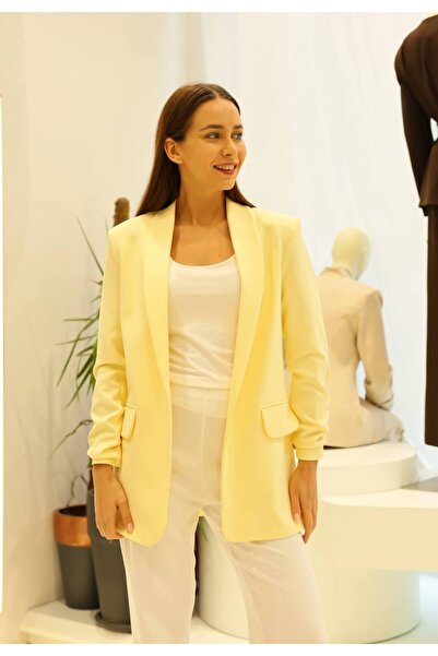 H&N BUTİK Büzgülü Kol Kadın Blazer Ceket