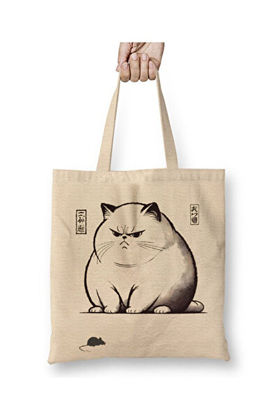 Toyaso Cat and Mouse Japanese Japanese Cat Mouse White Cloth Bag Long Handle ...