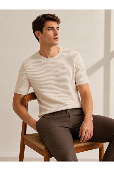 CLASSİCS MEN Ανδρικό κοντομάνικο πλεκτό μπλουζάκι Turbulance Slim Fit 7673