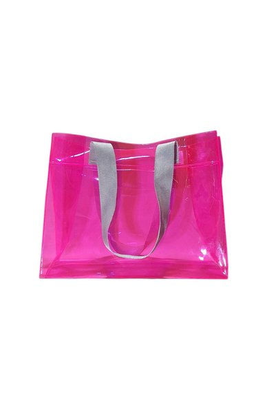 RM Promosyon R&M Promotional Waterproof Transparent Pvc Women's Beach and Shoulder Bag - Pink (3 Different Color Handle Options)
