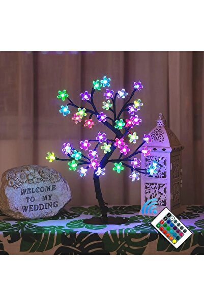 Casa Shop Lampă decorativă tip bonsai cu flori de cireș, 28 LED-uri multicolore.