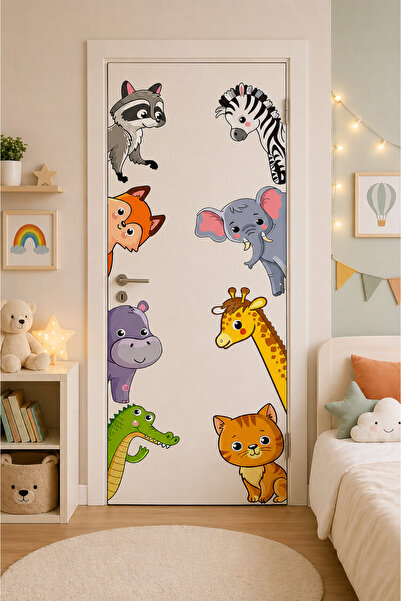 kutuTR Sevimli Hayvanlar Kapı Sticker Seti – 50x100 cm