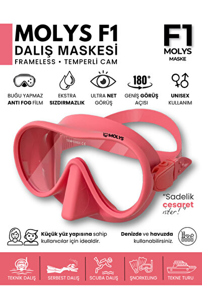 MOLYS F1 PRO DALIŞ MASKESİ + ANTI FOG (BUĞU ÖNLEYİCİ FİLM) GÜL PEMBE