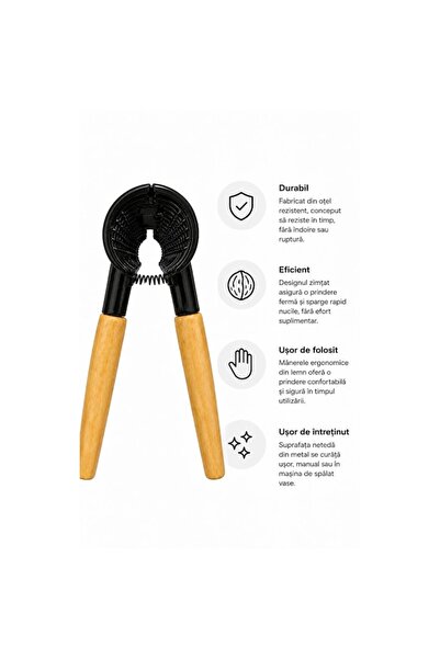 OEM Spargător de nuci profesional din oțel, cu mânere ergonomice din lemn, ideal pentru nuci, alune, 17,5 CM