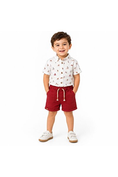 İNDİGO Baby Boy Patterned Shirt Shorts Set