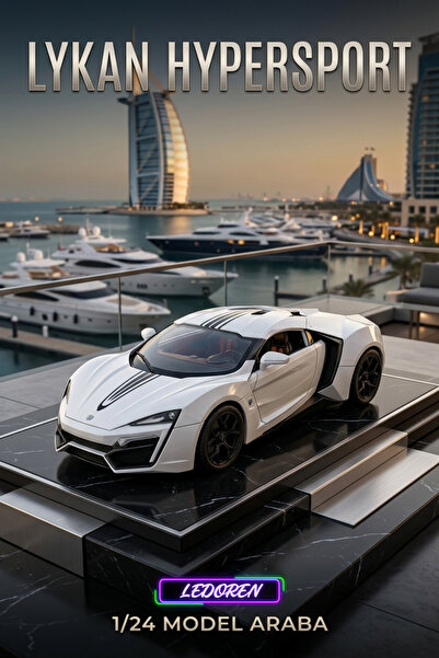 L'eDoren Beyaz Renkli Lykan Hypersport 1/24 Diecast Koleksiyon Maket Model Araba