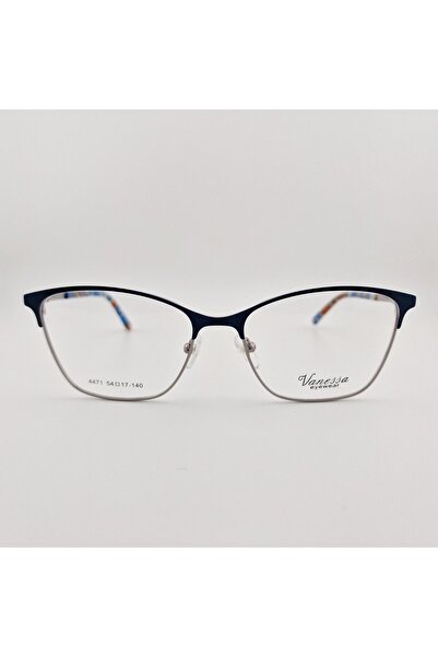 Vanessa Women's Eyeglass Frames C44, Cat Eye, Metal, Blue, lightweight, fashi...