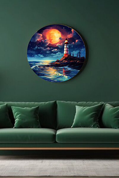 Lucena Pictură decorativă de perete cu lumină de lună și far, pe tabla din MD...