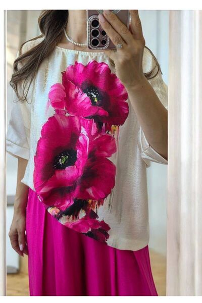 MAXORA SHOP Satin blouse with a loose fit and elegant look