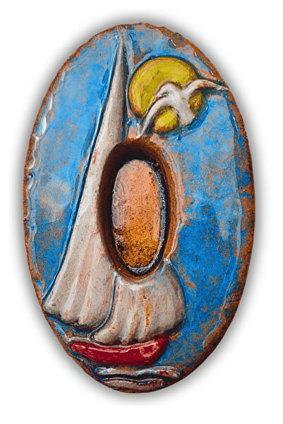 toprakanaart El Yapımı Deniz Temalı Seramik Kapı No - 8x13 cm - Akdeniz/Ege r...