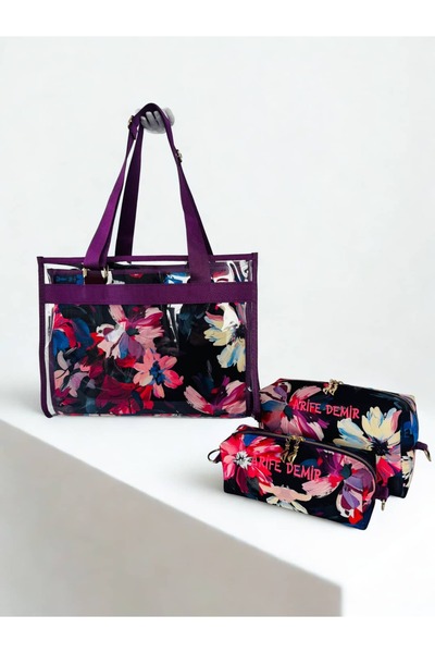 MORA BAG Carrying Bag Full Set Oil Painting Flowers/ Purple