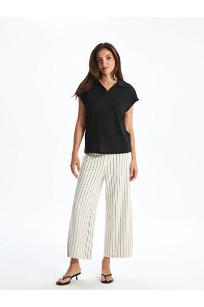 LC Waikiki Women's Capri with Elastic Waist and Stripes