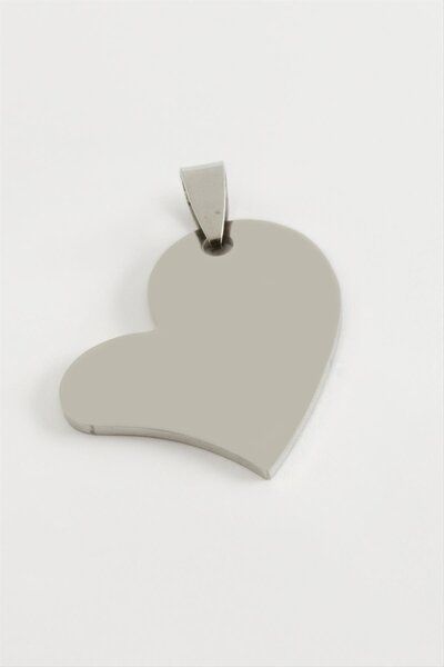 ZERO LAND Ilkeshop Heart Name Engravable Steel Pendant 3 (104039) Cm-Silver C...