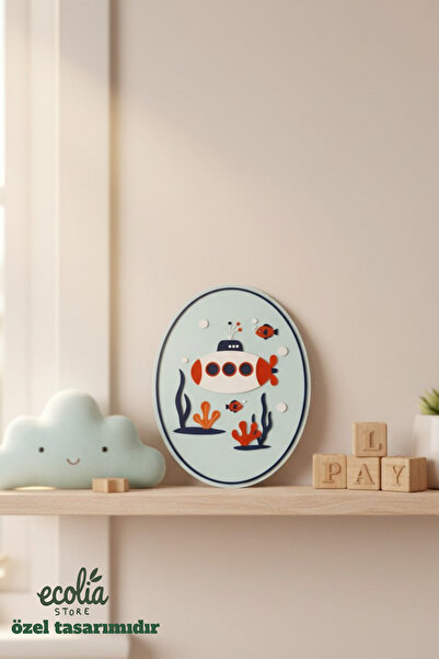 ecolia store Çocuk Odası Duvar Süsü Bebek Odası Dekoru 16x13 cm