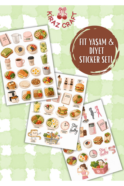 Kiraz Craft Fit Yaşam & Diyet Sticker Seti – Laptop, Defter, Tablet ve Ajanda...