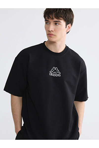 LC Waikiki Kappa Black Crew Neck Printed Unisex Sports T-Shirt