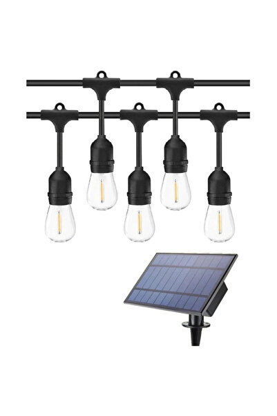 MAD ECO LEDURI Ghirlandă solară, 20 m, 20 becuri LED cu filament S14 incluse,...