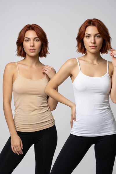 fevien 2-Pack Advantage Package Women's Cotton Self-Supporting Bra with Strin...