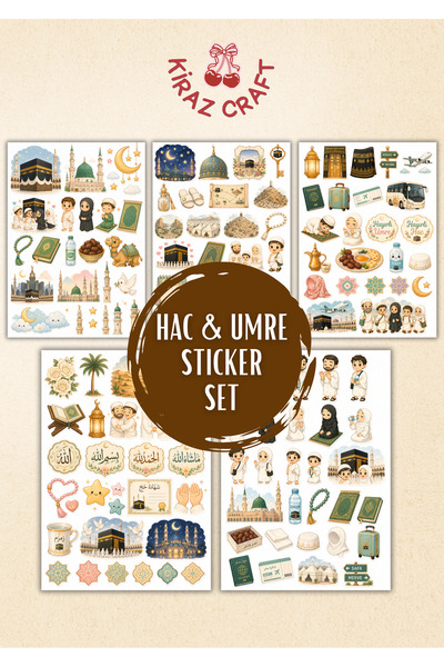 Kiraz Craft Hac & Umre Sticker Seti – Laptop, Defter, Tablet, Ajanda ve Valiz...