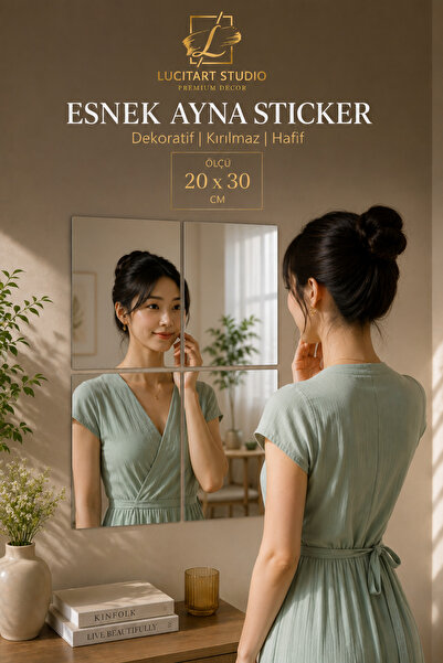 LucitART 4'lü Set | 1 mm Premium Aynalı Pleksi 20x30 cm | Esnek Yapışkanlı De...