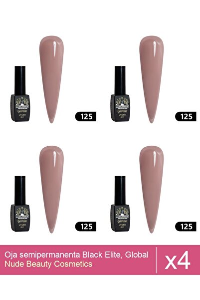 Makeup Set 4x Oja semipermanenta Black Elite, Global Fashion 8 ml,125