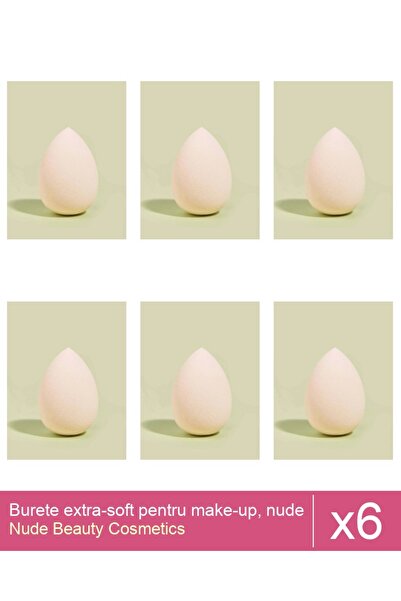 Makeup Set of 6 extra-soft makeup sponges, nude