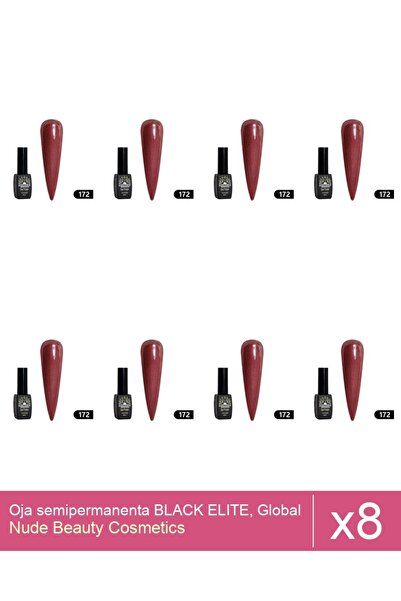 Makeup Set of 8x BLACK ELITE semi-permanent nail polish, Global Fashion 8 ml,...